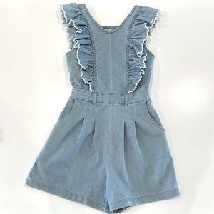 Habitual Girls Ruffle Edge Dremin Shorts Romper, size 16